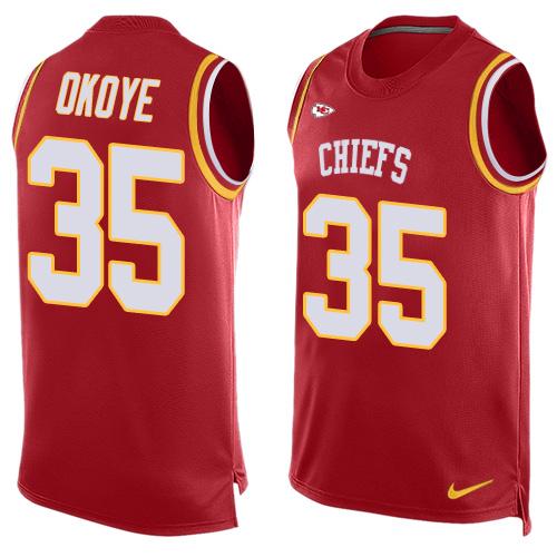 Nike Chiefs #35 Christian Okoye Red Team Color Men's Stitched NFL Limited Tank Top Jersey - Click Image to Close